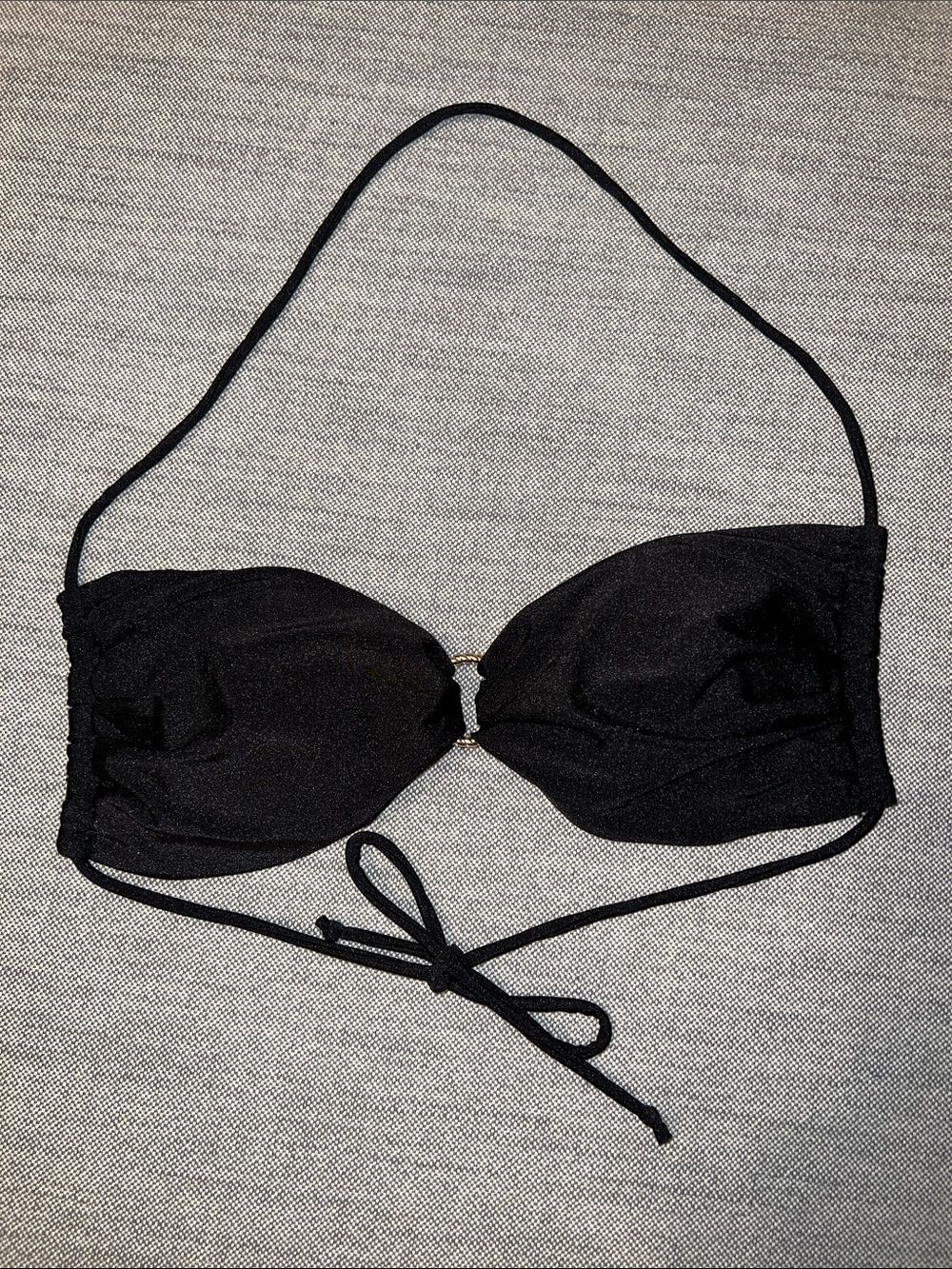 Black Bandeau Bikini Top large strappy summer beach